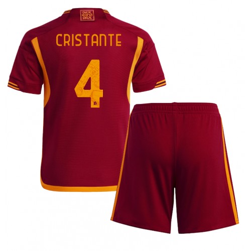 Fotballdrakt Barn AS Roma Bryan Cristante #4 Hjemmedraktsett 2023-24 Kortermet (+ Korte bukser)